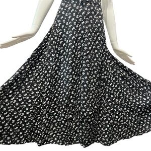 Vintage Blue Founded 1989 Vintage Ditsy Rose Prints Button Down Black Skirt M